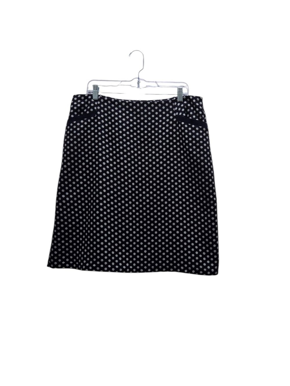 Talbots Woman 14W Navy White Polka Dot Wool Blend Lined A-Line Skirt Classic